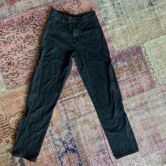 WOMEN'S OAK brand BLACK wavy jeans with side holes size 29 black - Picture 1 of 4